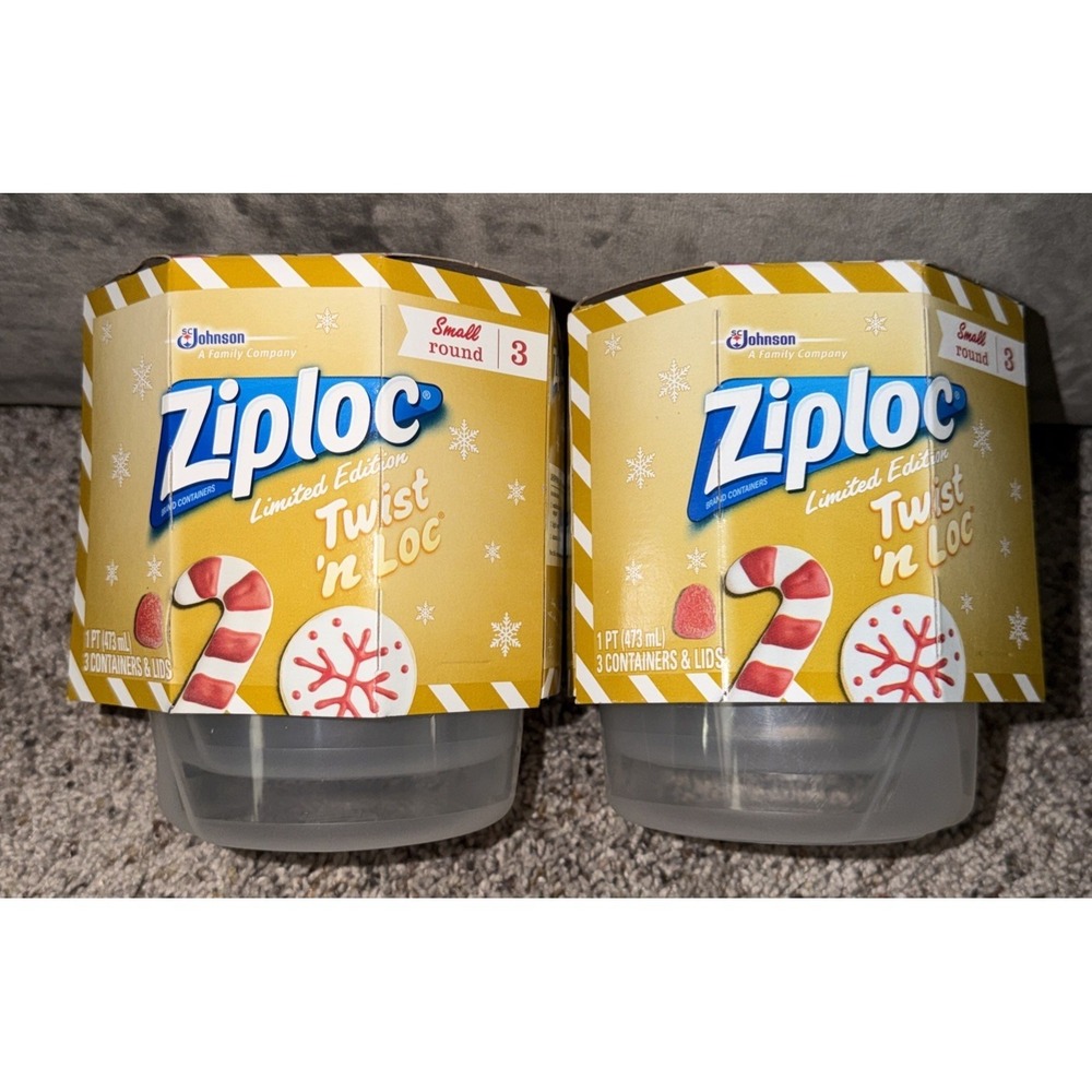 Ziploc Twist N Loc Small‎ Round (2) Medium Storage Containers New 1 PT 2015